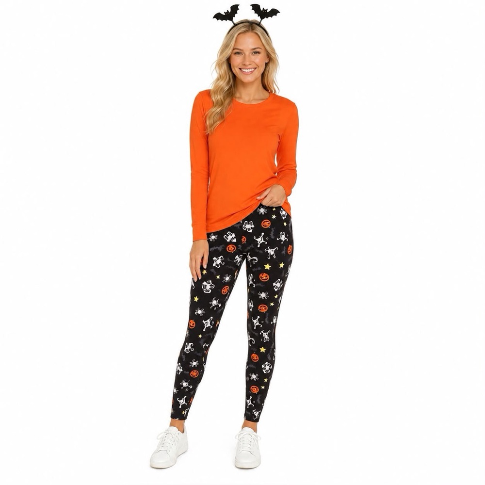 Indero Black Lightweight Halloween Print Leggings Small